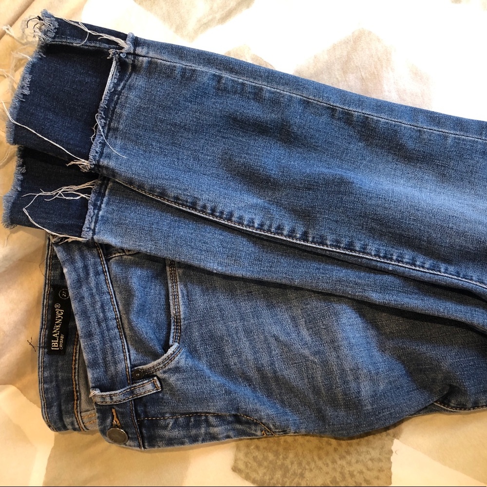 Two toned Stretchy Jeans w/ fringe bottom